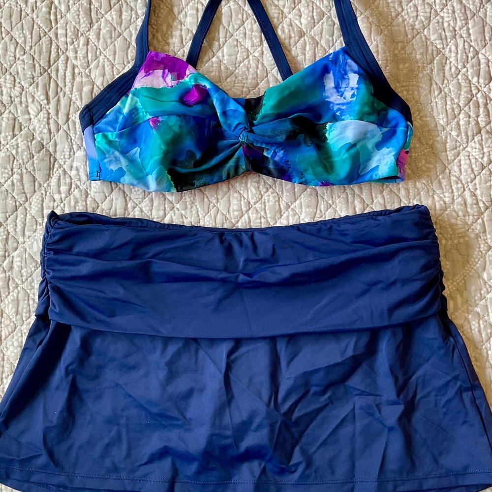 Title Nine Bikini Top 36C Swim Skirt L  NWT